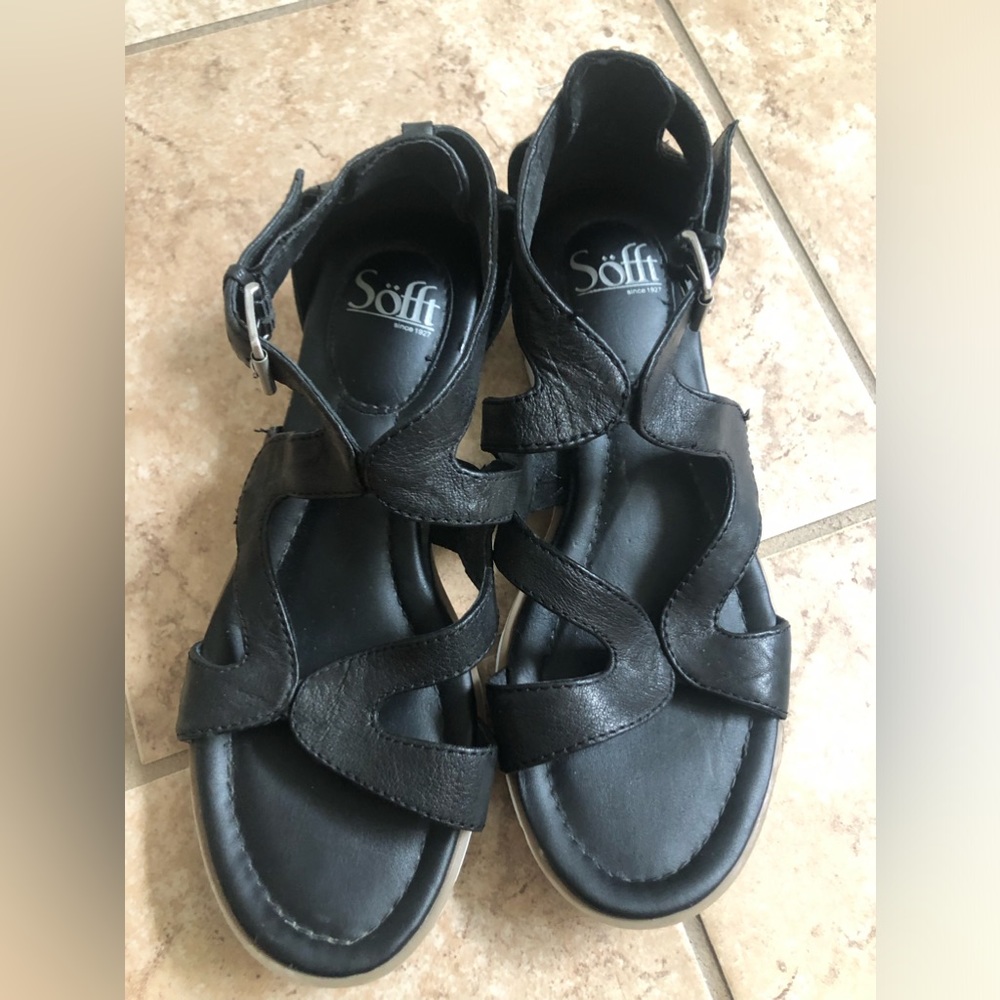 Sofft black sandals, comfortable.